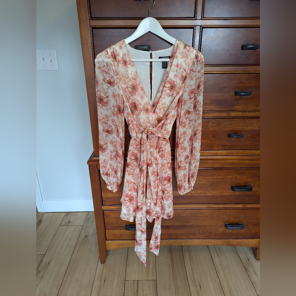 Express Floral Ruffle Wrap Front Romper